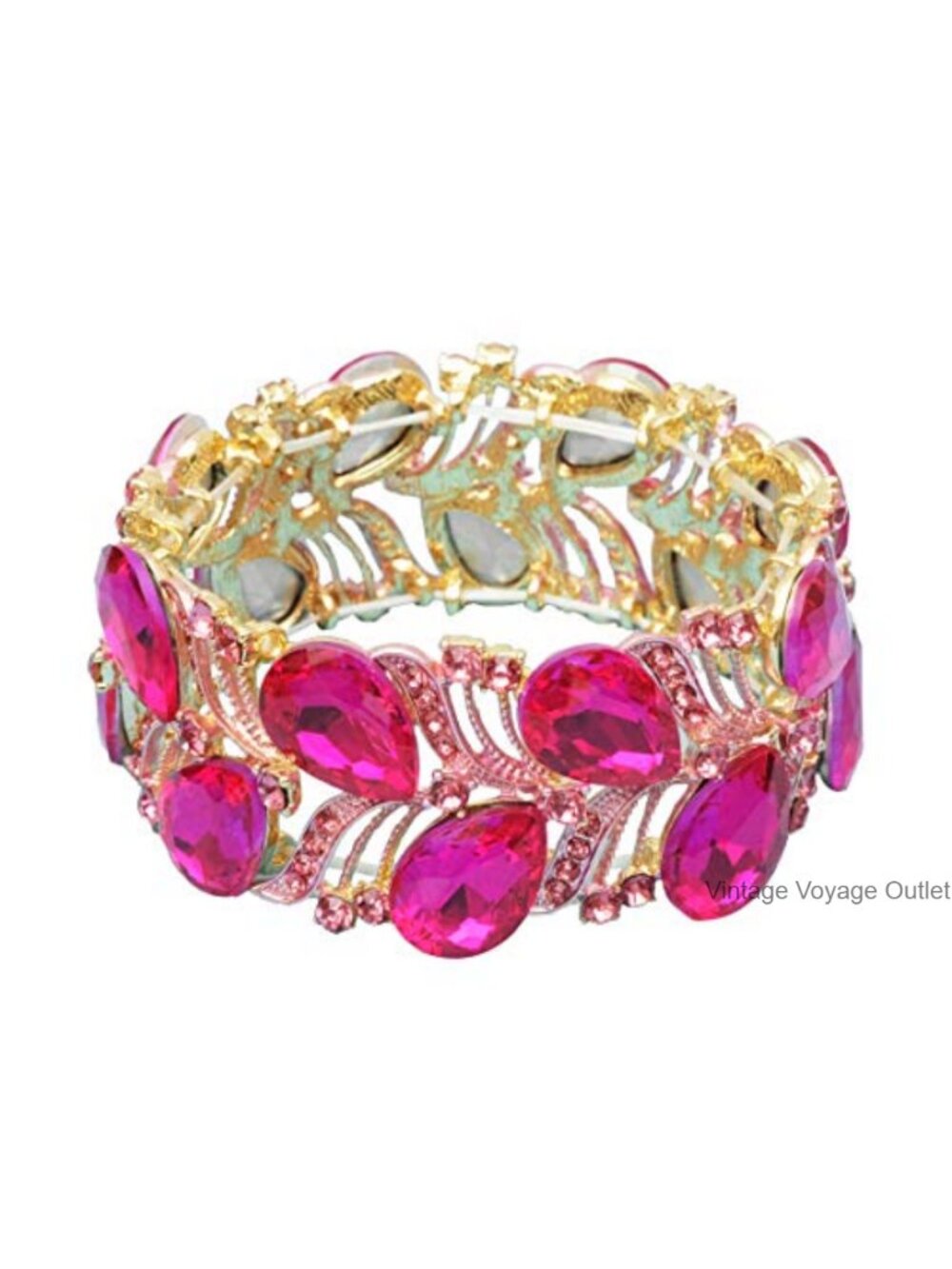 Elegant Stretch Bangle Bracelet Austrian Crystal Bridal Wedding Prom Statement
